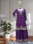 NEW ARRIVAL CHINON SILK EMBROIDERY SEQUENCE WORK TOP PALAZZO WITH DUPATTA (4)