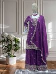 NEW ARRIVAL CHINON SILK EMBROIDERY SEQUENCE WORK TOP PALAZZO WITH DUPATTA (4)