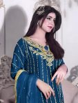 NEW ARRIVAL CHINON SILK EMBROIDERY SEQUENCE WORK WITH RIVET MOTI WORK TOP BOTTOM WITH DUPATTA PARTY WEAR WHOLESALE PRICE ETHNIC GARMENT (1)
