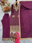 NEW ARRIVAL CHINON SILK EMBROIDERY SEQUENCE WORK WITH RIVET MOTI WORK TOP BOTTOM WITH DUPATTA PARTY WEAR WHOLESALE PRICE ETHNIC GARMENT (8)