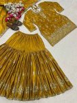 NEW ARRIVAL CHINON SILK SEQUENCE EMBROIDERY WORK TOP SHARARA WITH DUPATTA FESTIVE WEAR WHOLESALE PRICE ETHNIC GARMENT (1)