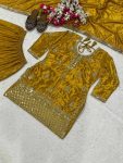 NEW ARRIVAL CHINON SILK SEQUENCE EMBROIDERY WORK TOP SHARARA WITH DUPATTA FESTIVE WEAR WHOLESALE PRICE ETHNIC GARMENT (1)