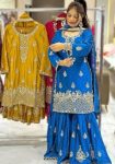 NEW ARRIVAL CHINON SILK SEQUENCE EMBROIDERY WORK TOP SHARARA WITH DUPATTA FESTIVE WEAR WHOLESALE PRICE ETHNIC GARMENT (2)