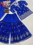 NEW ARRIVAL CHINON SILK SEQUENCE EMBROIDERY WORK TOP SHARARA WITH DUPATTA FESTIVE WEAR WHOLESALE PRICE ETHNIC GARMENT (2)