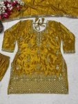 NEW ARRIVAL CHINON SILK SEQUENCE EMBROIDERY WORK TOP SHARARA WITH DUPATTA FESTIVE WEAR WHOLESALE PRICE ETHNIC GARMENT (1)