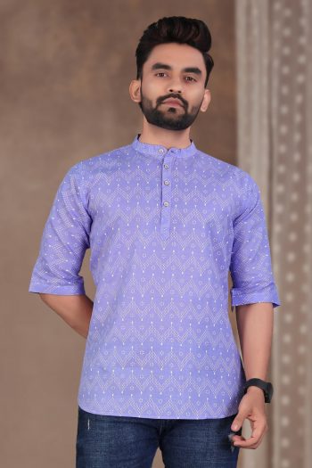 NEW ARRIVAL COTTON FOIL PRINT WITH BEAUTIFUL PATTERN WORK MEN'S SHIRT PURPLE