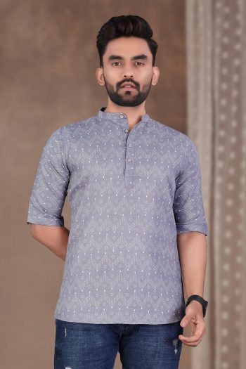 NEW ARRIVAL COTTON FOIL PRINT WITH BEAUTIFUL PATTERN WORK MEN'S SHIRT GREY