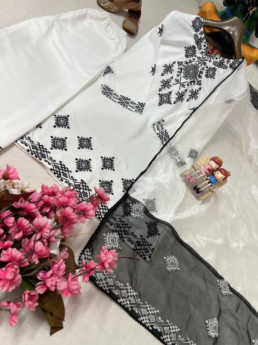 NEW ARRIVAL CREPE SILK THREAD EMBROIDERY WORK TOP PALAZZO WITH DUPATTA OFFICE WEAR WHOLESALE PRICE ETHNIC GARMENT (10)