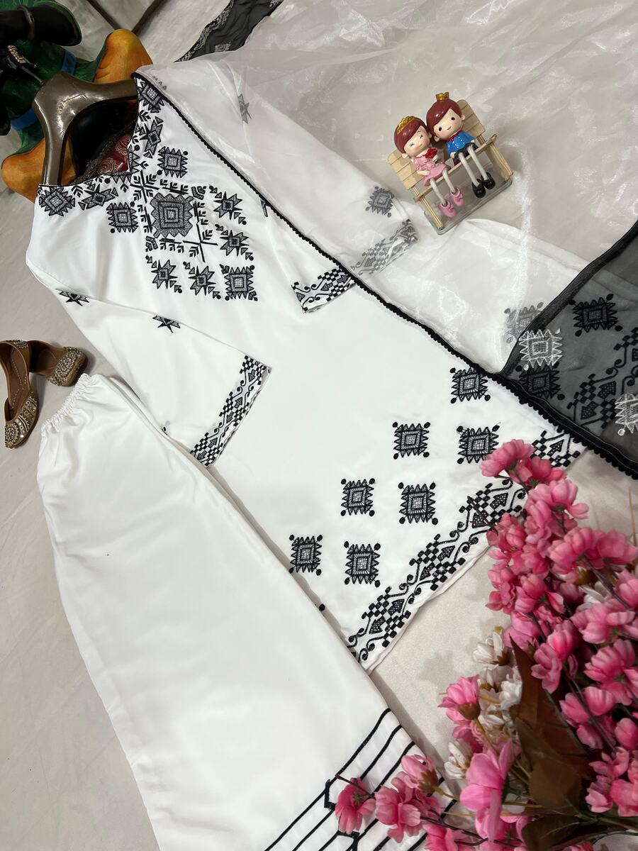 NEW ARRIVAL CREPE SILK THREAD EMBROIDERY WORK TOP PALAZZO WITH DUPATTA OFFICE WEAR WHOLESALE PRICE ETHNIC GARMENT (9)