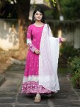 NEW ARRIVAL FAUX BLOOMING SEQUENCE AND THREAD EMBROIDERY ANARKALI GOWB BOTTOM WITH DUPATTA  PINK