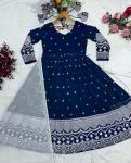 NEW ARRIVAL FAUX BLOOMING SEQUENCE AND THREAD EMBROIDERY ANARKALI GOWB BOTTOM WITH DUPATTA FUNCTIONAL WEAR WHOLESALE PRICE ETHNIC GARMENT (2)