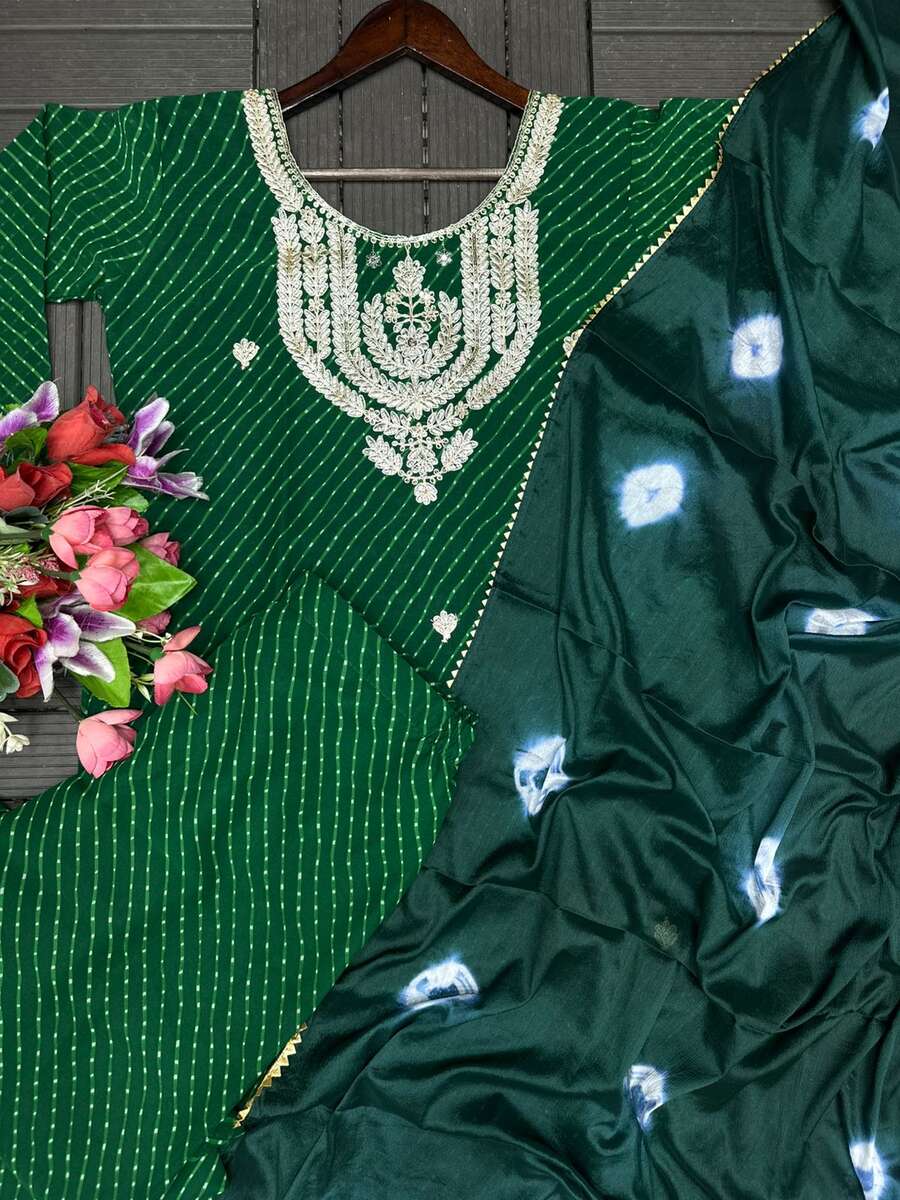 NEW ARRIVAL GEORGETTE EMBROIDERY CODING WORK WITH DIGITAL PRINT WORK TOP PALAZZO WITH DUPATTA FESTIVE WEAR WHOLESALE PRICE ETHNIC GARMENT (1)