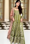 NEW ARRIVAL GEORGETTE EMBROIDERY SEQUENCE WORK GOWN PALAZZO WITH DUPATTA MEHNDI
