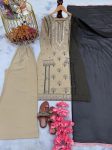 NEW ARRIVAL GEORGETTE EMBROIDERY SEQUENCE WORK WITH MOTI WORK TOP PALAZZO WITH DUPATTA PARTY WEAR WHOLESALE PRICE ETHNIC GARMENT (2)