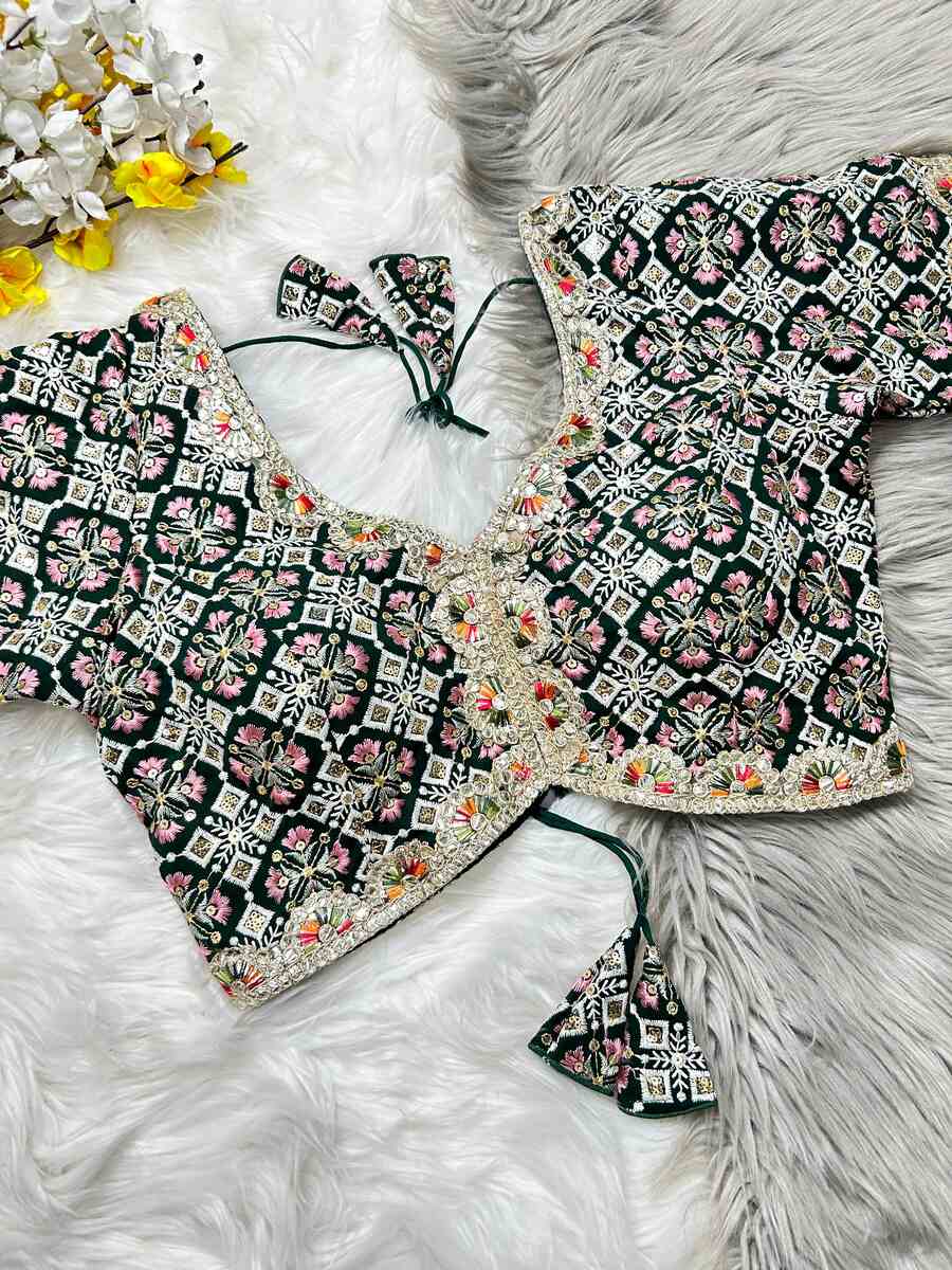 NEW ARRIVAL GEORGETTE EMBROIDERY WITH MULTI THREAD WORK STITCHED BLOUSE FESTIVAL WEAR WHOLESALE PRICE ETHNIC GARMENT (3)