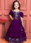 NEW ARRIVAL GEORGETTE SEQUENCE EMBROIDERY WORK KID'S LEHENGA CHOLI PURPLE