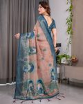 NEW ARRIVAL HANDLOOM LINEN DIGITAL FLORAL PRINTS, RICH ZARI WOVEN BORDER WORK SAREE WITH UNSTITCHED BLOUSE FESTIVAL WEAR WHOLESALE PRICE ETHNIC GARMENT(19)