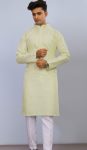 NEW ARRIVAL IMPORTED THREAD SEQUENCE WORK MEN'S KURTA PAYAJAMA  CREAM