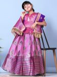 NEW ARRIVAL JACQUARD WEAVING WORK KID’S TOP LEHENGA WITH DUPATTA FESTIVE WEAR WHOLESALE PRICE ETHNIC GARMENT (13)