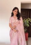 NEW ARRIVAL JIMMY CHOO PEARLS AND CUTDANA HANDWORK SAREE WITH UNSTITCHED BLOUSE PARTY WEAR WHOLESALE PRICE ETHNIC GARMENT(3)