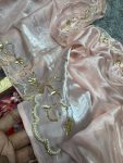 NEW ARRIVAL JIMMY CHOO PEARLS AND CUTDANA HANDWORK SAREE WITH UNSTITCHED BLOUSE PARTY WEAR WHOLESALE PRICE ETHNIC GARMENT(3)