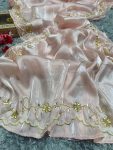 NEW ARRIVAL JIMMY CHOO PEARLS AND CUTDANA HANDWORK SAREE WITH UNSTITCHED BLOUSE PARTY WEAR WHOLESALE PRICE ETHNIC GARMENT(3)