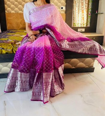 NEW ARRIVAL KANCHIPURAM JACQUARD MULTI SEQUENCE WORK SAREE WITH UNSTITCHED BLOUSE PINK