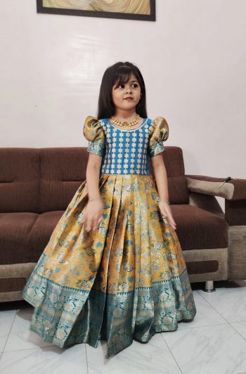 NEW ARRIVAL KANJIVARAM SILK EMBROIDERY WORK GOWN RAMA