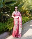 NEW ARRIVAL LICHI SILK JACQUARD WORK SAREE WITH UNSTITCHED BLOUSE BABY PINK
