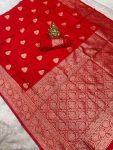 NEW ARRIVAL LICHI SILK ORGANIC BANARASI SAREE WITH UNSTITCHED BLOUSE FESTIVE WEAR WHOLESALE PRICE ETHNIC GARMENT (1)