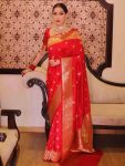 NEW ARRIVAL LICHI SILK ORGANIC BANARASI SAREE WITH UNSTITCHED BLOUSE FESTIVE WEAR WHOLESALE PRICE ETHNIC GARMENT (1)