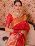NEW ARRIVAL LICHI SILK ORGANIC BANARASI SAREE WITH UNSTITCHED BLOUSE FESTIVE WEAR WHOLESALE PRICE ETHNIC GARMENT (1)