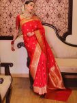 NEW ARRIVAL LICHI SILK ORGANIC BANARASI SAREE WITH UNSTITCHED BLOUSE FESTIVE WEAR WHOLESALE PRICE ETHNIC GARMENT (1)