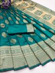 NEW ARRIVAL LICHI SILK ORGANIC BANARASI SAREE WITH UNSTITCHED BLOUSE RAMA