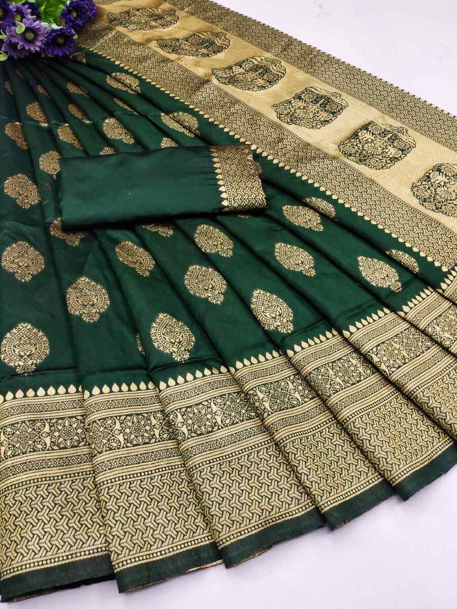 NEW ARRIVAL LICHI SILK ORGANIC BANARASI SAREE WITH UNSTITCHED BLOUSE WEDDING WEAR WHOLESALE PRICE ETHNIC GARMENT (6)