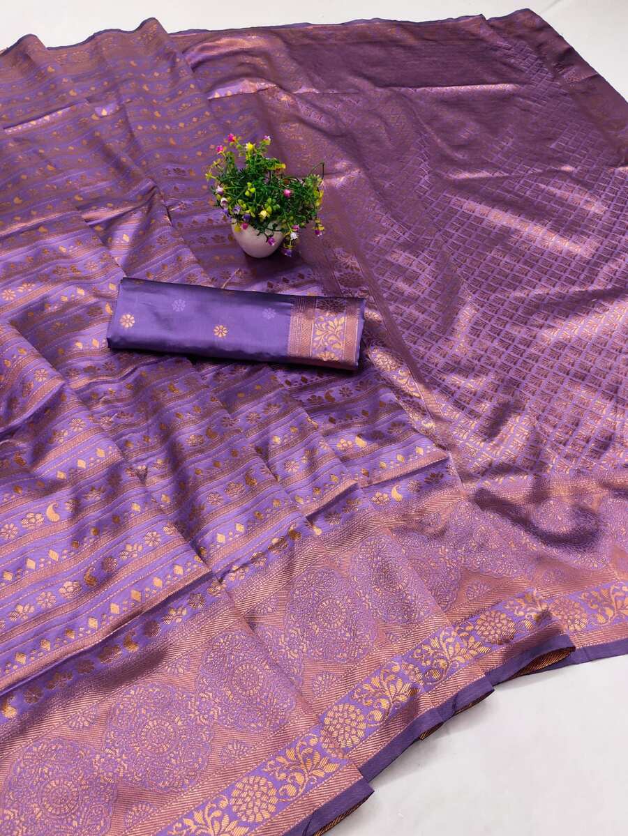 NEW ARRIVAL LICHI SILK WEAVING WORK BANARASI SAREE WITH UNSTITCHED BLOUSE FUNCTIONAL WEAR WHOLESALE PRICE ETHNIC GARMENT (1)