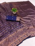 NEW ARRIVAL LICHI SILK WEAVING WORK BANARASI SAREE WITH UNSTITCHED BLOUSE FUNCTIONAL WEAR WHOLESALE PRICE ETHNIC GARMENT (2)