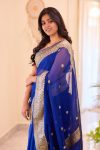 NEW ARRIVAL LINEN SLAB WEAVING WORK SAREE WITH UNSTITCHED BLOUSE FESTIVE WEAR WHOLESALE PRICE ETHNIC GARMENT (9)
