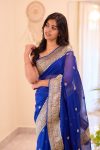 NEW ARRIVAL LINEN SLAB WEAVING WORK SAREE WITH UNSTITCHED BLOUSE FESTIVE WEAR WHOLESALE PRICE ETHNIC GARMENT (9)