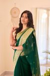 NEW ARRIVAL LINEN SLAB WEAVING WORK SAREE WITH UNSTITCHED BLOUSE FESTIVE WEAR WHOLESALE PRICE ETHNIC GARMENT (1)