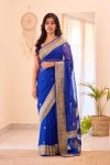 NEW ARRIVAL LINEN SLAB WEAVING WORK SAREE WITH UNSTITCHED BLOUSE FESTIVE WEAR WHOLESALE PRICE ETHNIC GARMENT (9)