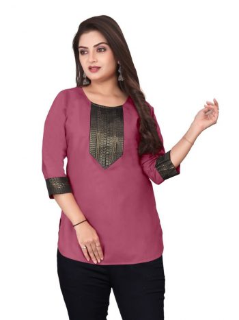 NEW ARRIVAL MAGIC COTTON BEAUTIFUL LACE WORK TOP PEACH