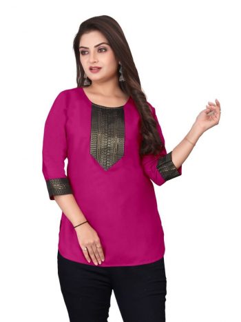 NEW ARRIVAL MAGIC COTTON BEAUTIFUL LACE WORK TOP PINK