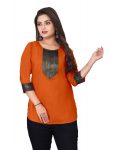 NEW ARRIVAL MAGIC COTTON BEAUTIFUL LACE WORK TOP ORANGE