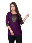 NEW ARRIVAL MAGIC COTTON BEAUTIFUL LACE WORK TOP PURPLE