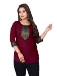 NEW ARRIVAL MAGIC COTTON BEAUTIFUL LACE WORK TOP MAROON