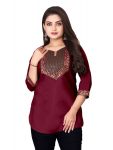 NEW ARRIVAL MAGIC COTTON LACE WORK TOP MAROON