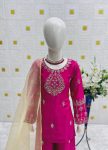 NEW ARRIVAL NATURAL CREEP SILK EMBROIDERY SEQUENCE WORK KID’S TOP BOTTOM WITH DUPATTA WEDDING WEAR WHOLESALE PRICE ETHNIC GARMENT (5)