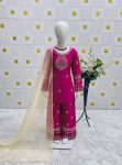 NEW ARRIVAL NATURAL CREEP SILK EMBROIDERY SEQUENCE WORK KID’S TOP BOTTOM WITH DUPATTA WEDDING WEAR WHOLESALE PRICE ETHNIC GARMENT (5)