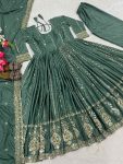 NEW ARRIVAL NATURAL CREPE SEQUENCE AND EMBROIDERY WORK ANARKALI GOWN BOTTOM WITH DUPATTA PARTY WEAR WHOLESALE PRICE ETHNIC GARMENT (4)